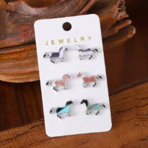 Three piece stud earring bundle - western style horse studs - new